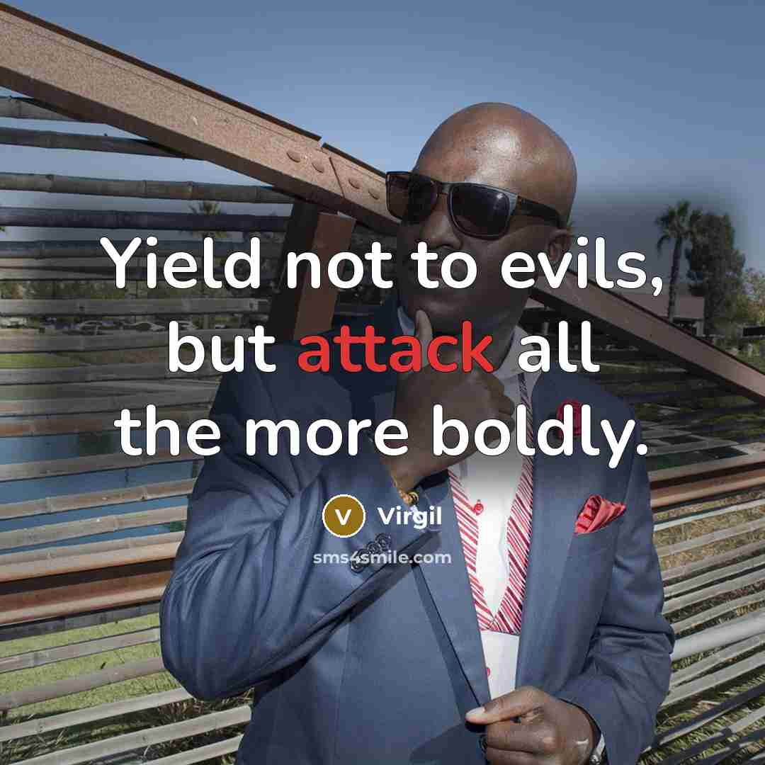 “Yield not to evils, but attack all the more boldly.” quote by Virgil