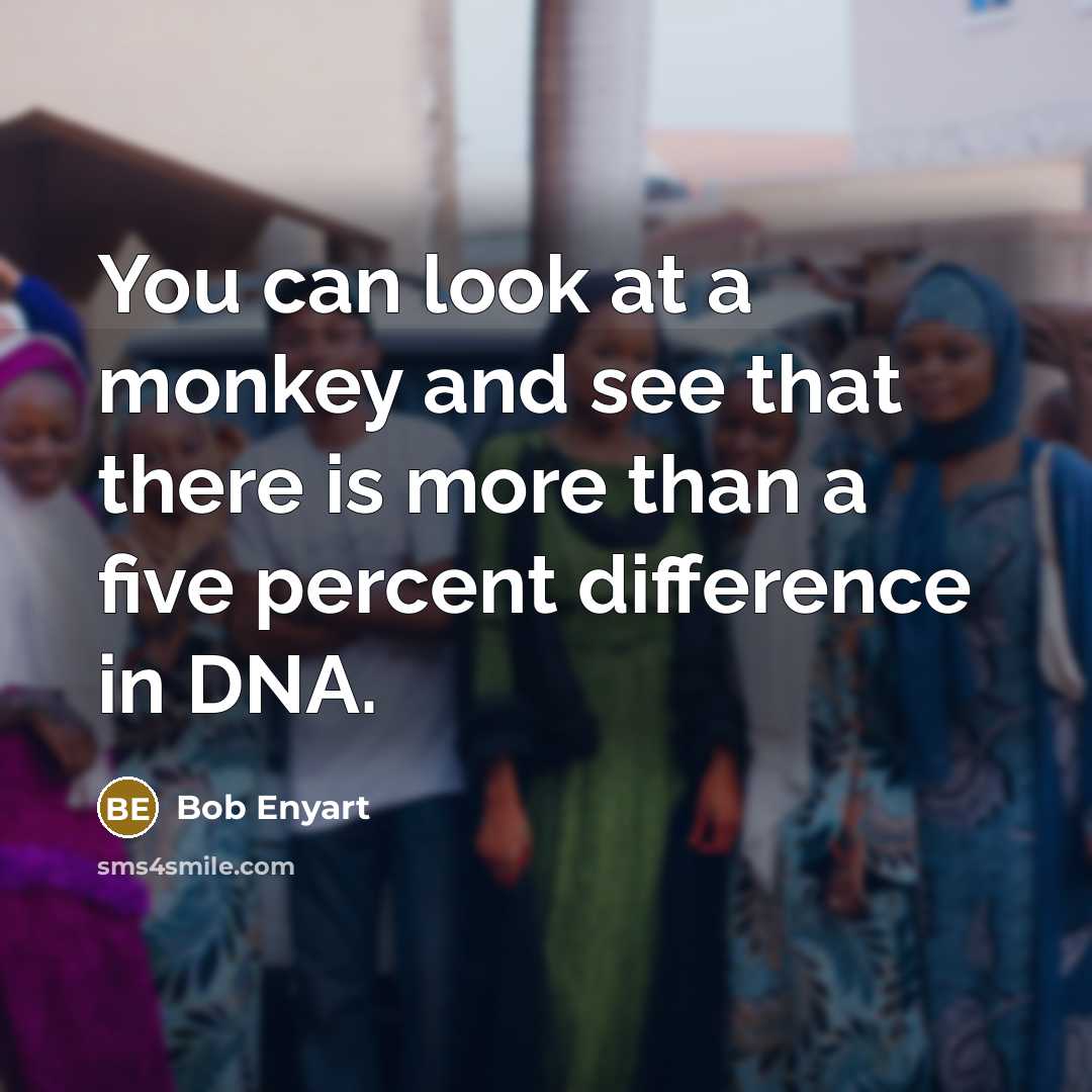 “You can look at a monkey and see that there is more than a five percent difference in DNA.” quote by Bob Enyart