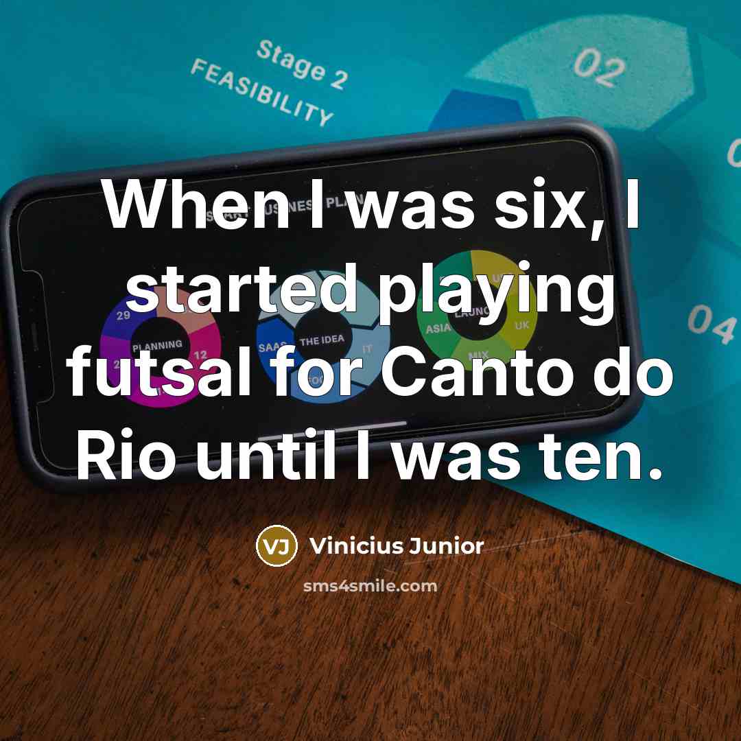 “When I was six, I started playing futsal for Canto do Rio until I was ten.” quote by Vinicius Junior