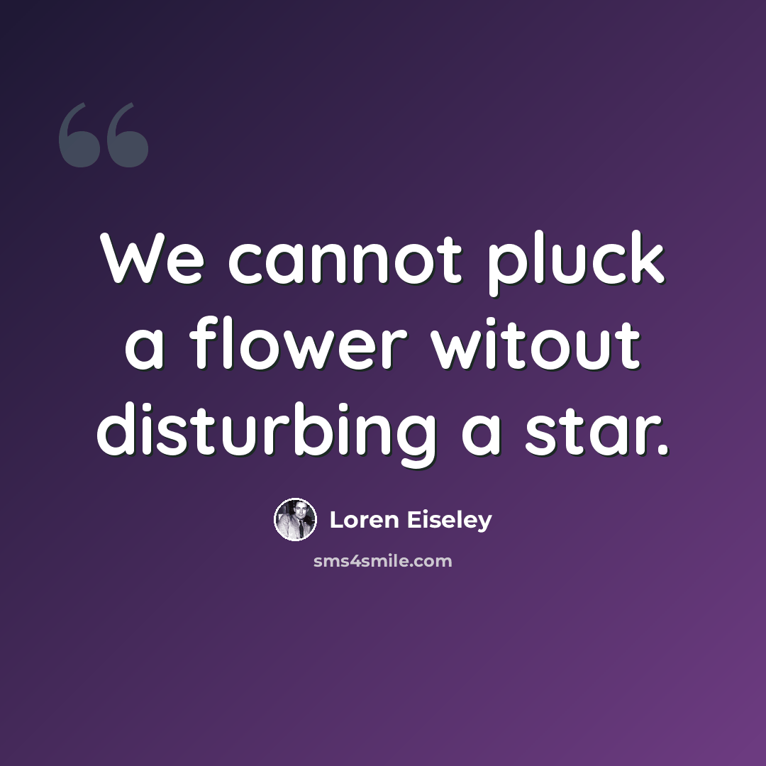 “We cannot pluck a flower witout disturbing a star.” quote by Loren Eiseley