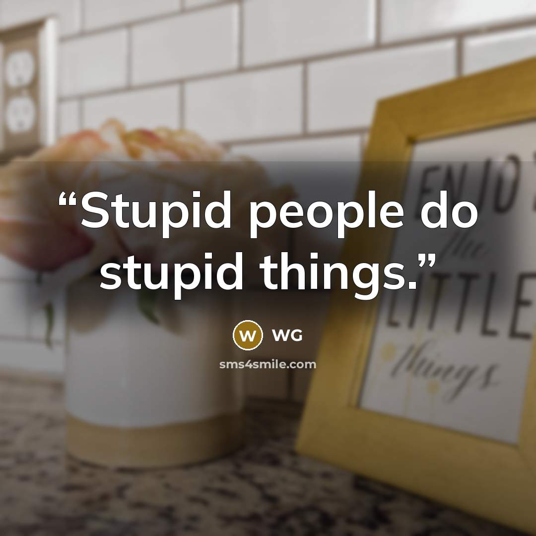 “Stupid people do stupid things.” quote by WG