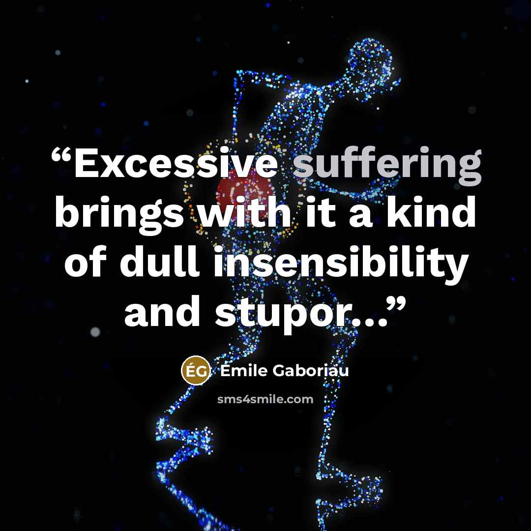 “Excessive suffering brings with it a kind of dull insensibility and stupor…” quote by Émile Gaboriau
