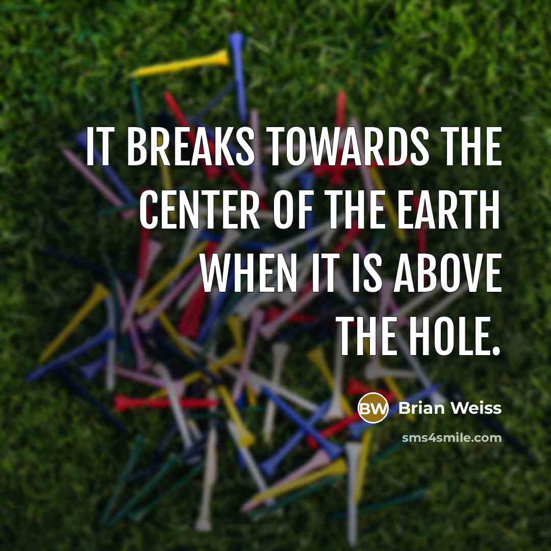 “It breaks towards the center of the earth when it is above the hole.” quote by Brian Weiss