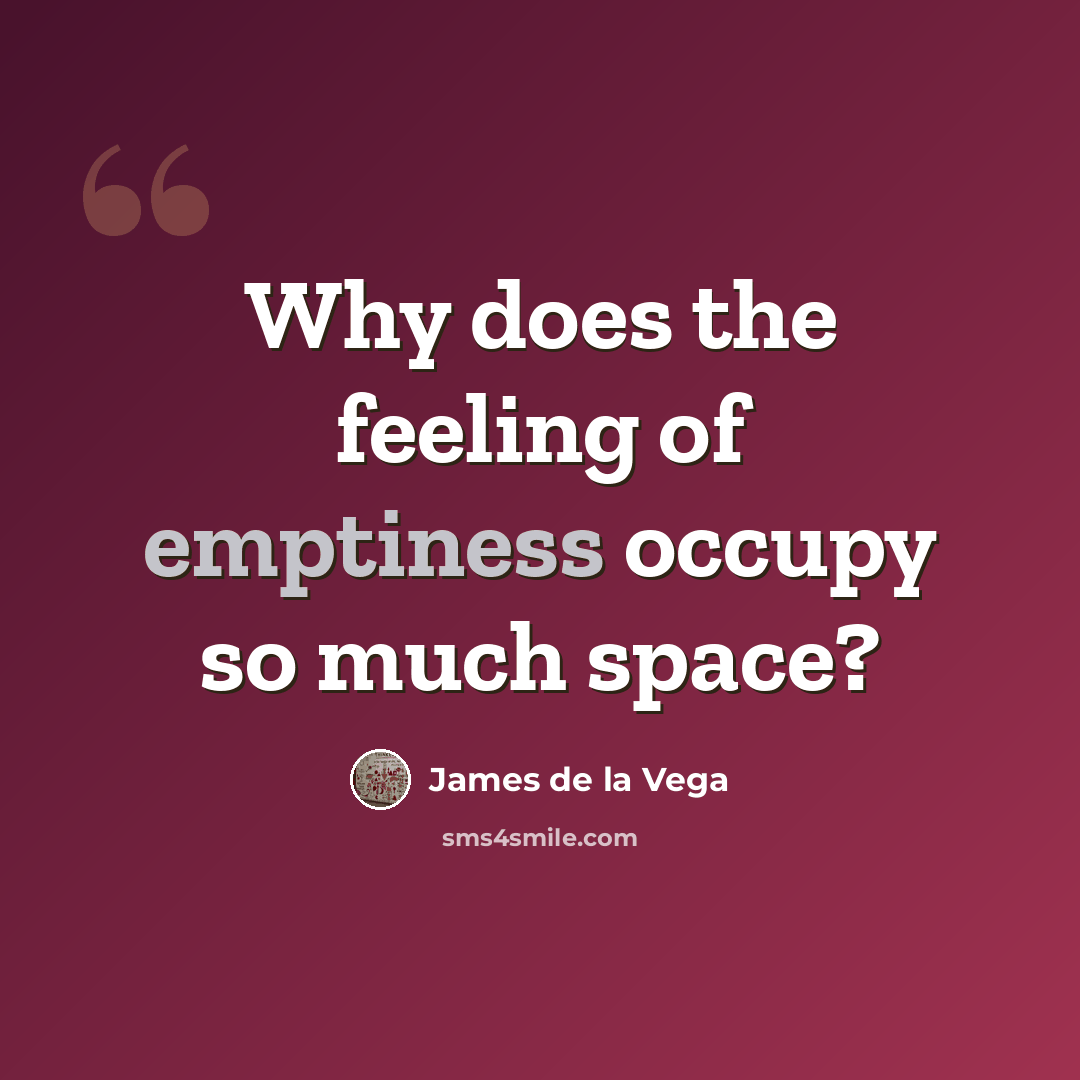“Why does the feeling of emptiness occupy so much space?” quote by James de la Vega