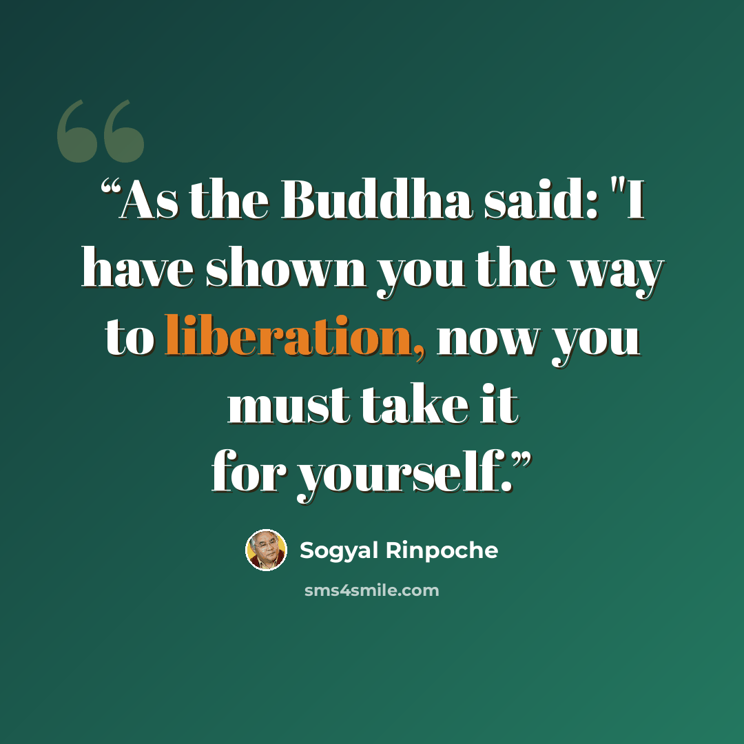 “As the Buddha said: "I have shown you the way to liberation, now you must take it for yourself.” quote by Sogyal Rinpoche