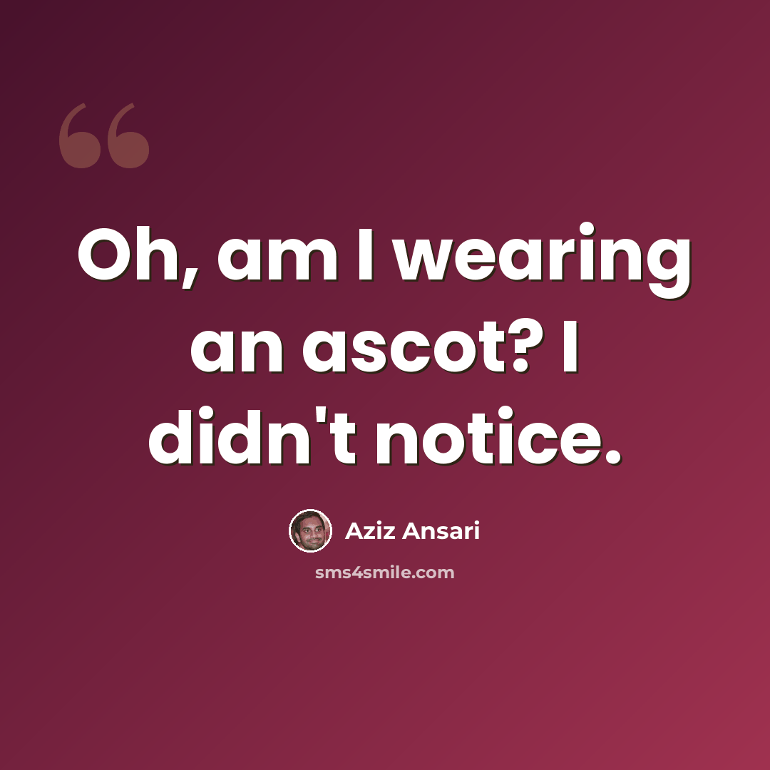 “Oh, am I wearing an ascot? I didn't notice.” quote by Aziz Ansari