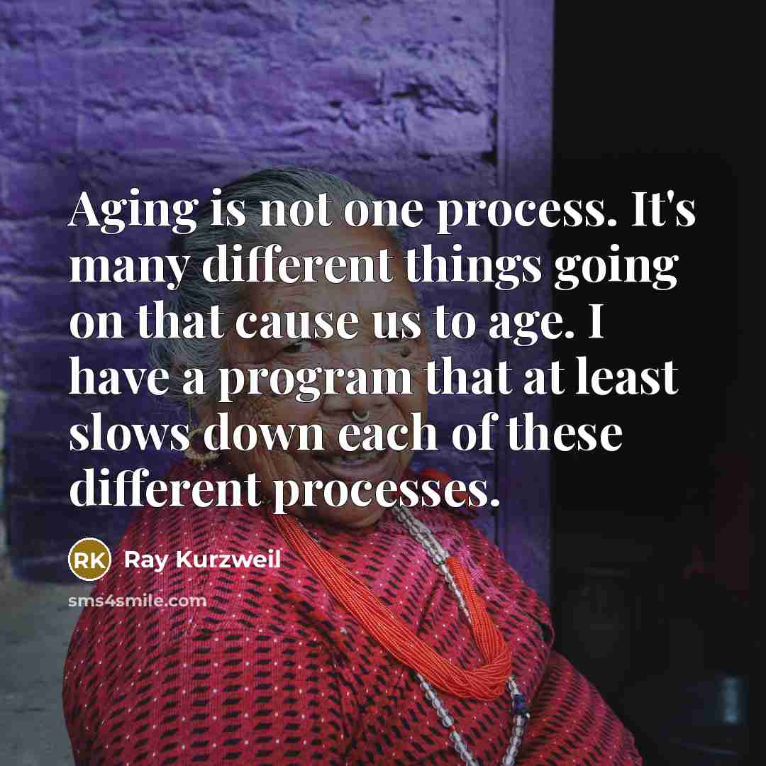 “Aging is not one process. It's many different things going on that cause us to age. I have a program that at least slows down each of these different processes.” quote by Ray Kurzweil