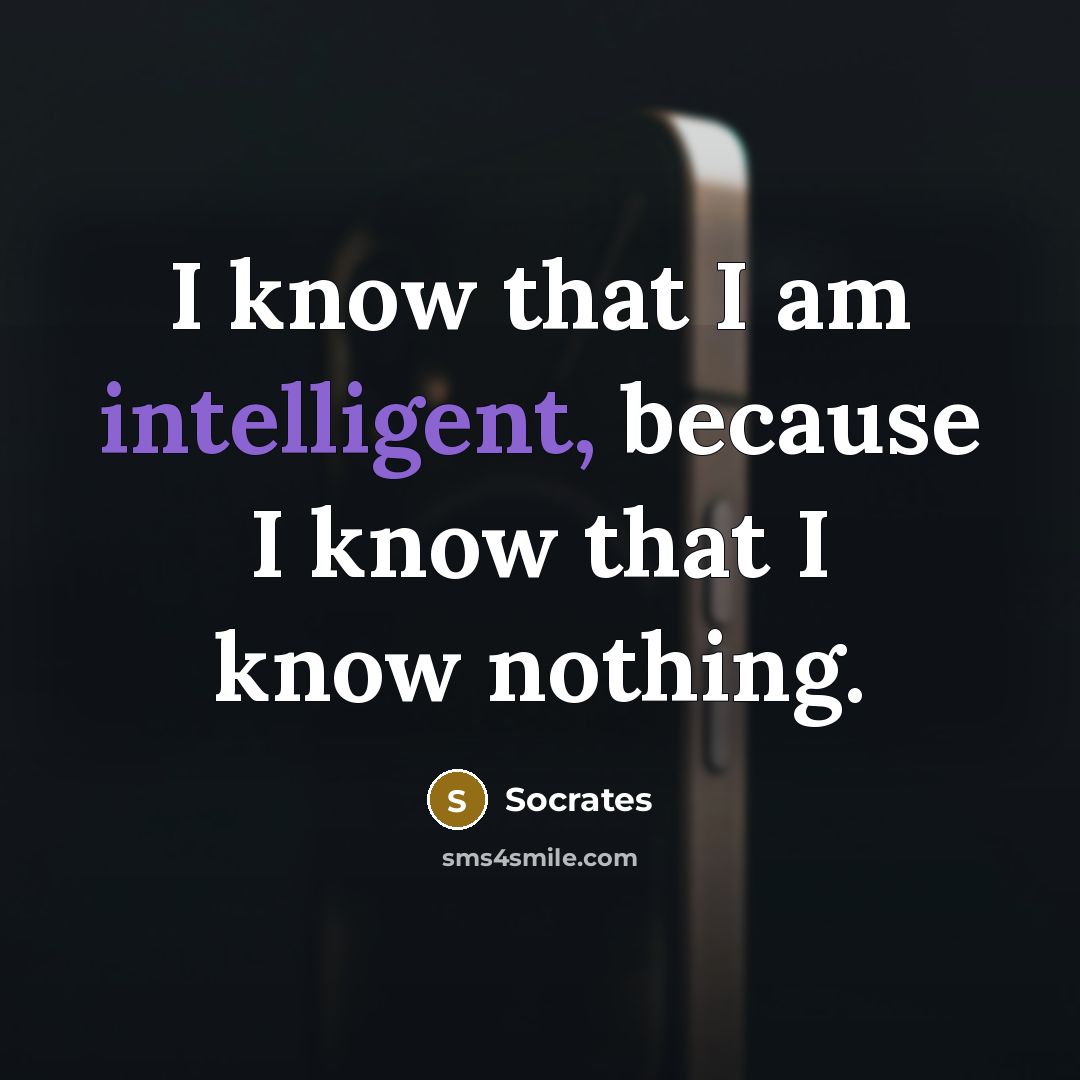 “I know that I am intelligent, because I know that I know nothing.” quote by Socrates