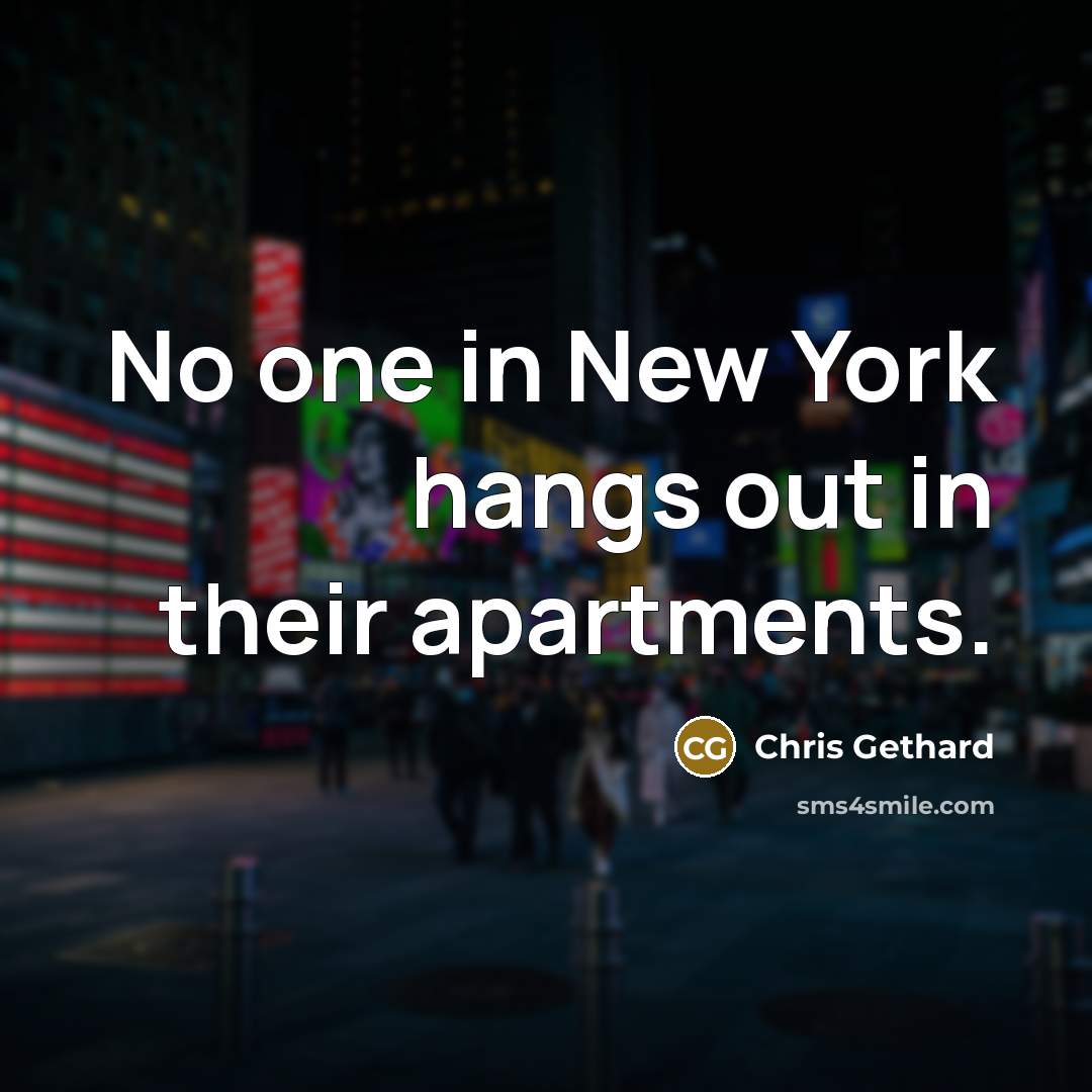 “No one in New York hangs out in their apartments.” quote by Chris Gethard