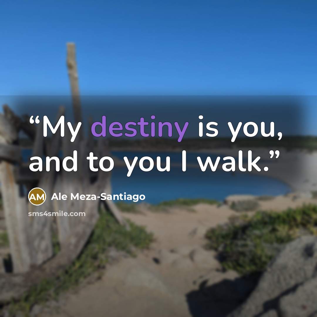 “My destiny is you, and to you I walk.” quote by Ale Meza-Santiago