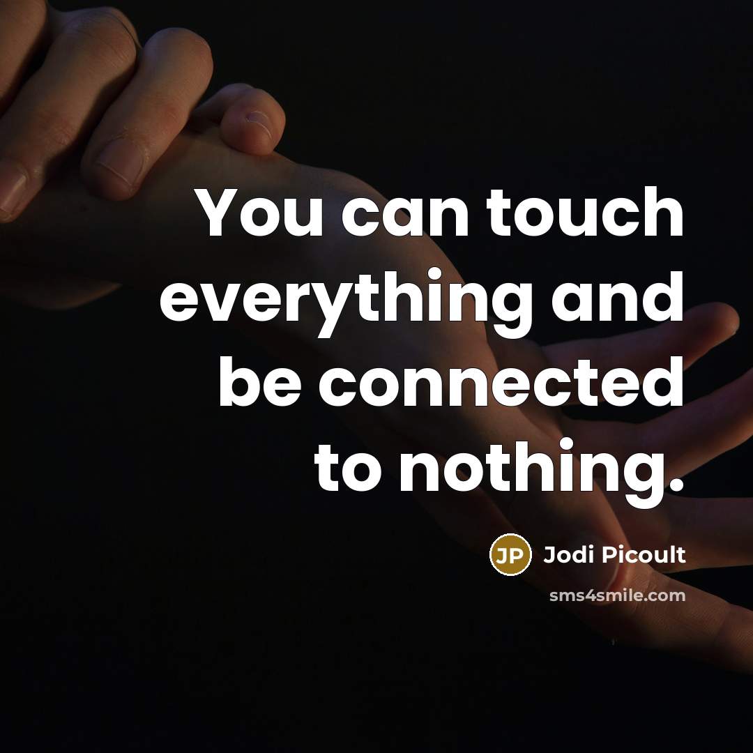 “You can touch everything and be connected to nothing.” quote by Jodi Picoult
