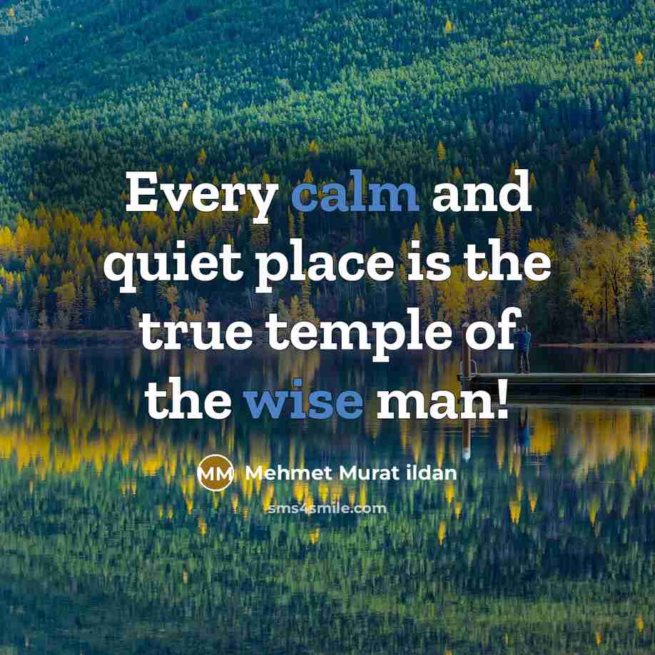 “Every calm and quiet place is the true temple of the wise man!” quote by Mehmet Murat Ildan