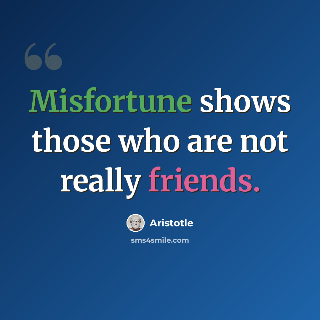 “Misfortune shows those who are not really friends.” quote by Aristotle