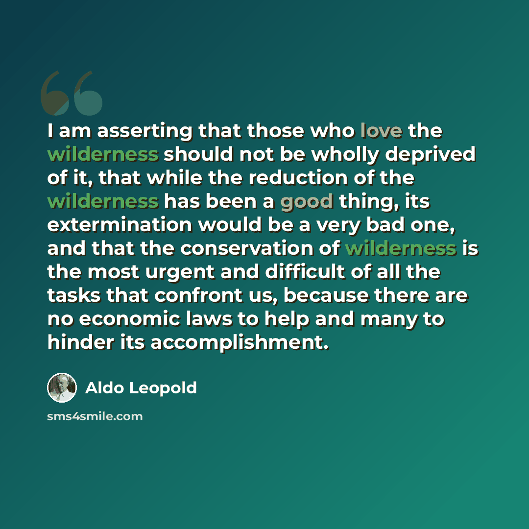 “I am asserting that those who love the wilderness should not be wholly deprived of it, that while the reduction of the wilderness has been a good thing, its extermination would be a very bad one, and that the conservation of wilderness is the most urgent and difficult of all the tasks that…” quote by Aldo Leopold