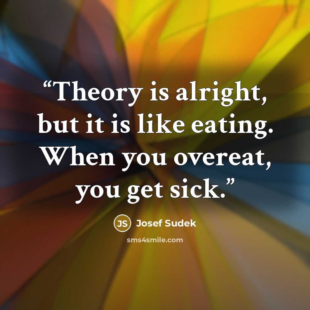 “Theory is alright, but it is like eating. When you overeat, you get sick.” quote by Josef Sudek