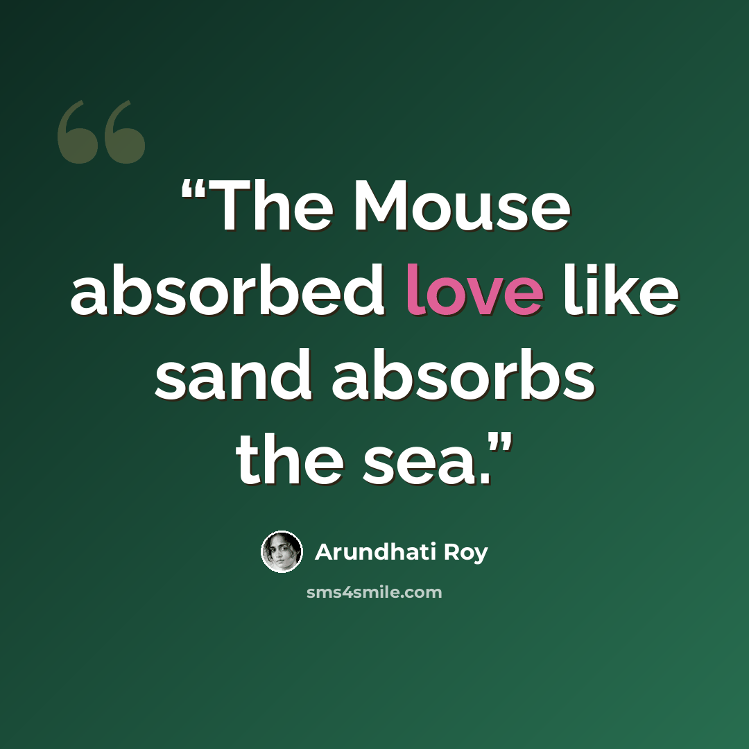 “The Mouse absorbed love like sand absorbs the sea.” quote by Arundhati Roy