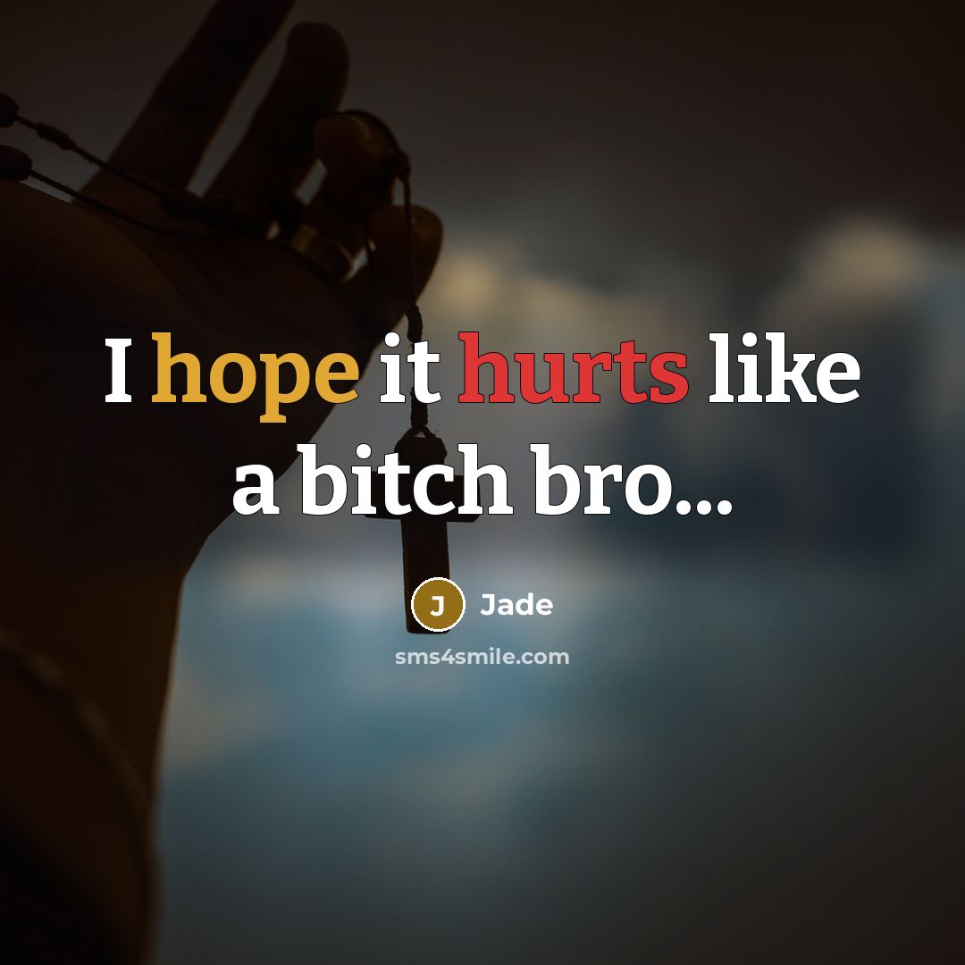 “I hope it hurts like a bitch bro...” quote by Jade