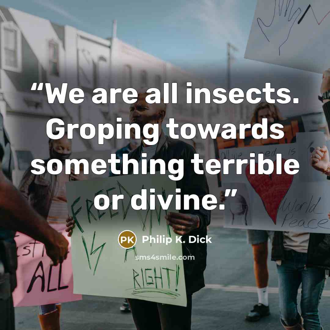 “We are all insects. Groping towards something terrible or divine.” quote by Philip K. Dick