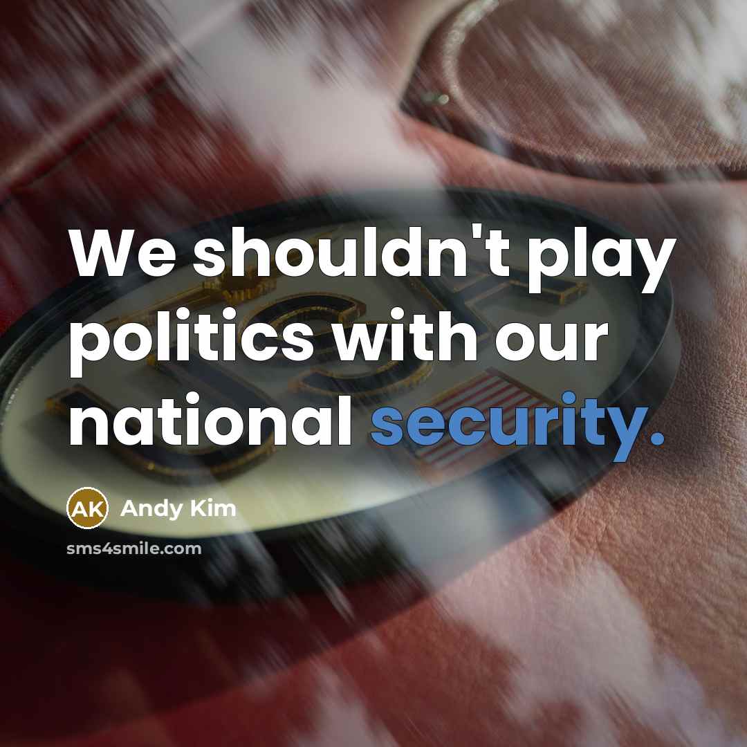 “We shouldn't play politics with our national security.” quote by Andy Kim