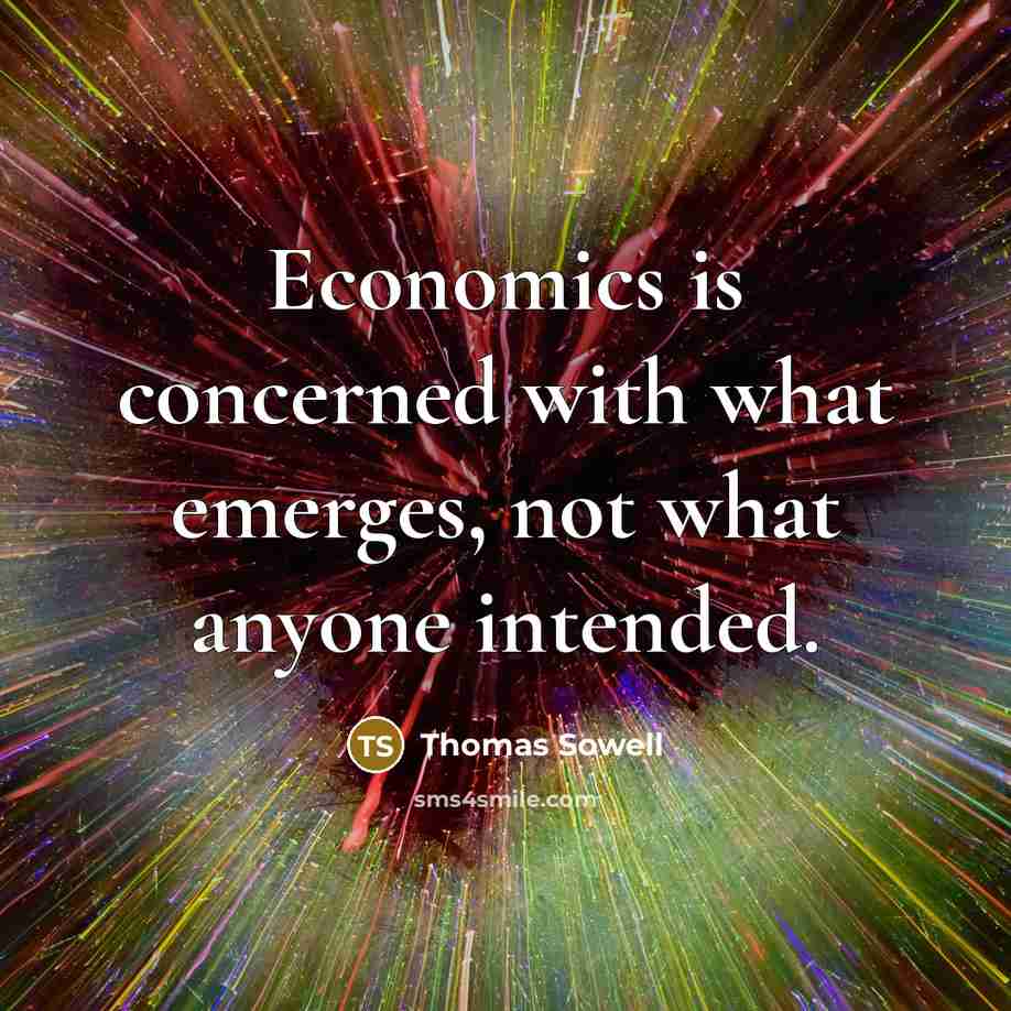 “Economics is concerned with what emerges, not what anyone intended.” quote by Thomas Sowell