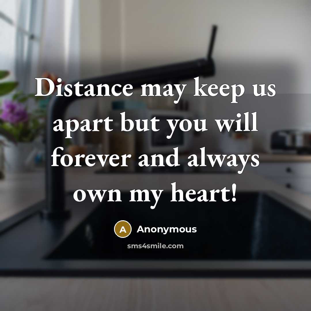 “Distance may keep us apart but you will forever and always own my heart!” quote by Anonymous