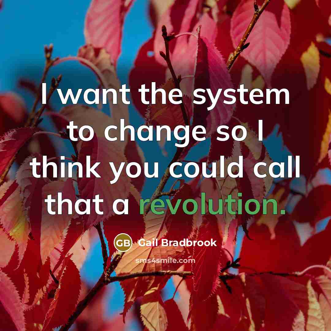 “I want the system to change so I think you could call that a revolution.” quote by Gail Bradbrook