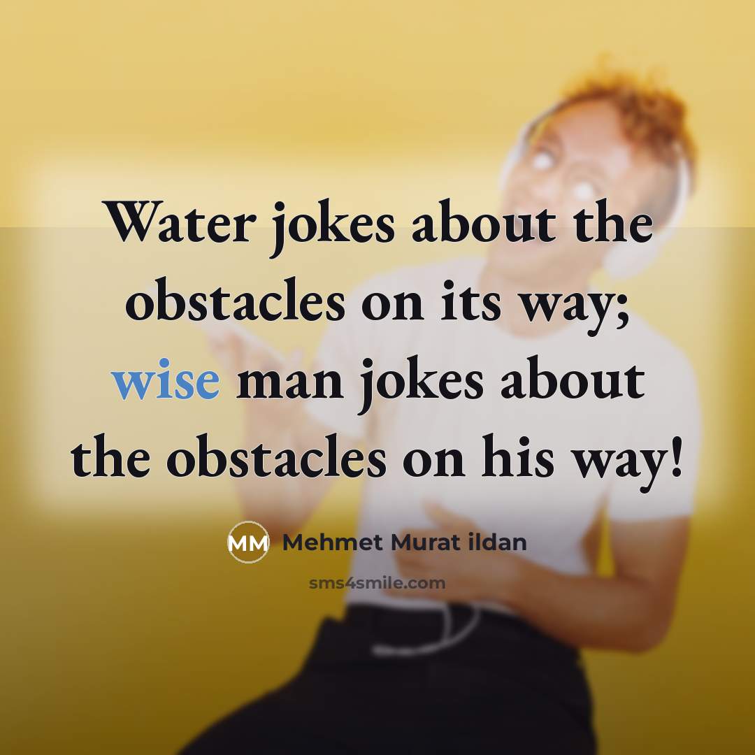 “Water jokes about the obstacles on its way; wise man jokes about the obstacles on his way!” quote by Mehmet Murat Ildan