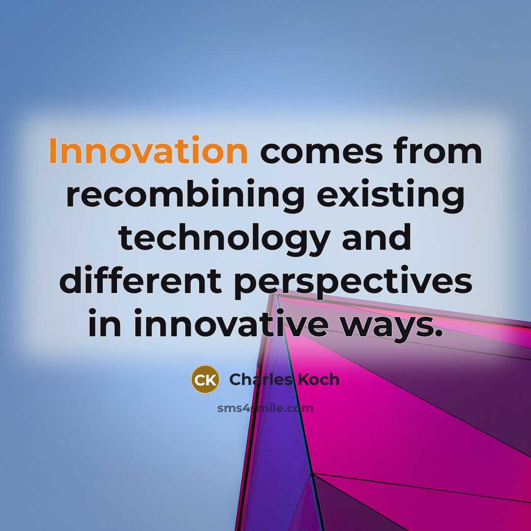 “Innovation comes from recombining existing technology and different perspectives in innovative ways.” quote by Charles Koch