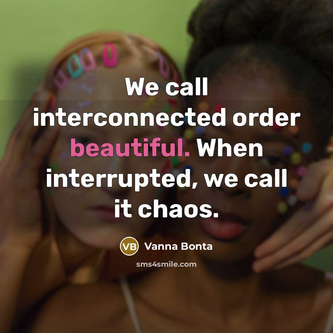 “We call interconnected order beautiful. When interrupted, we call it chaos.” quote by Vanna Bonta