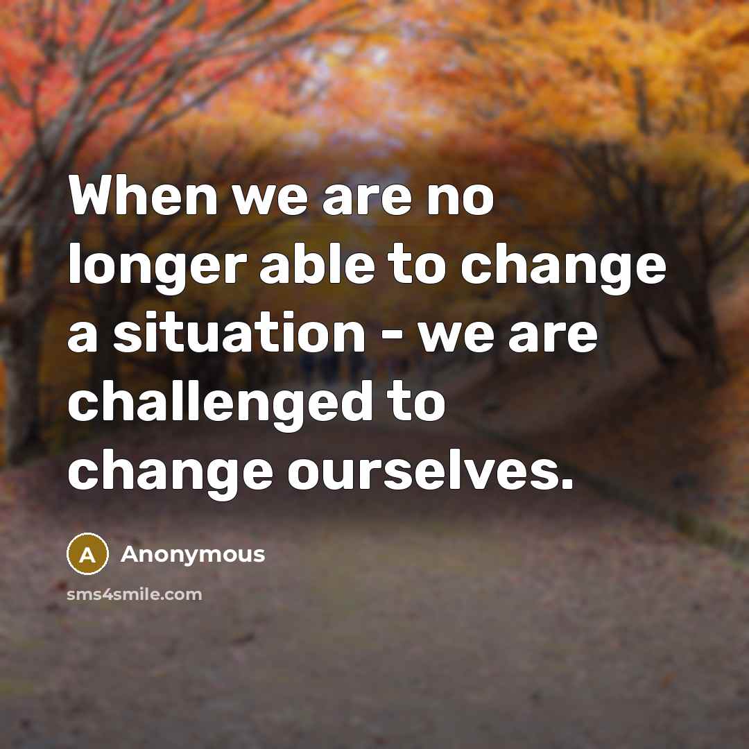 “When we are no longer able to change a situation - we are challenged to change ourselves.” quote by Anonymous