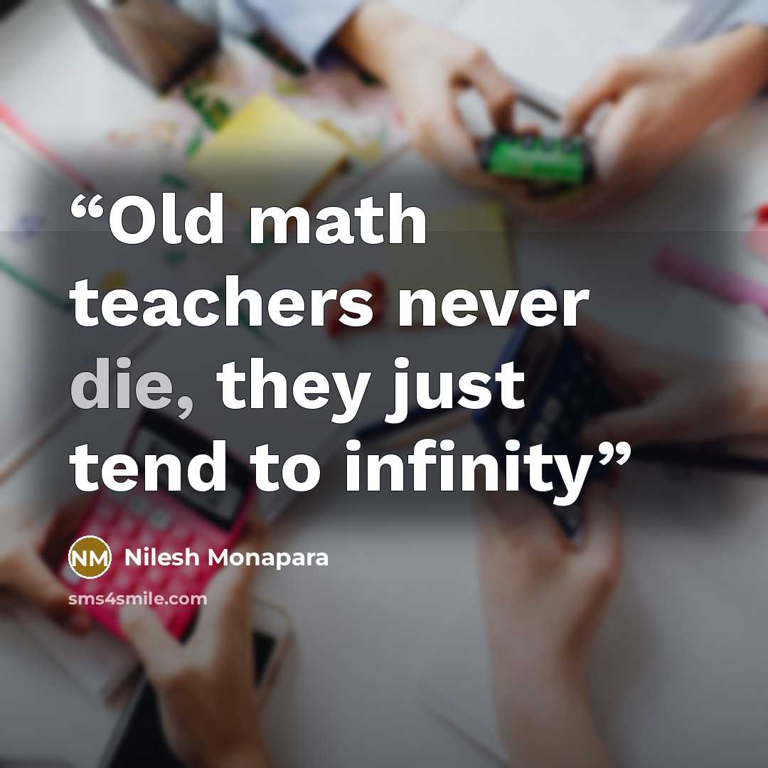 “Old math teachers never die, they just tend to infinity” quote by Nilesh Monapara
