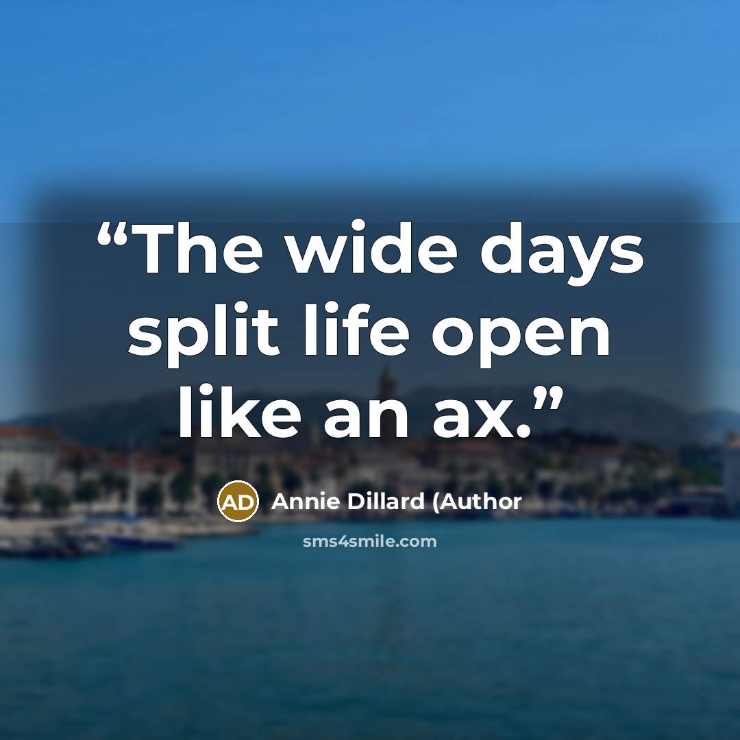 “The wide days split life open like an ax.” quote by Annie Dillard (Author