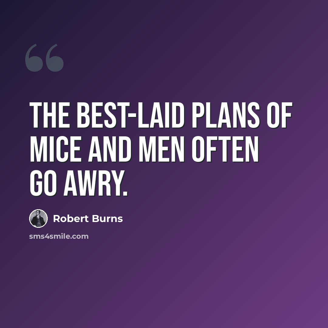 “The best-laid plans of mice and men often go awry.” quote by Robert Burns
