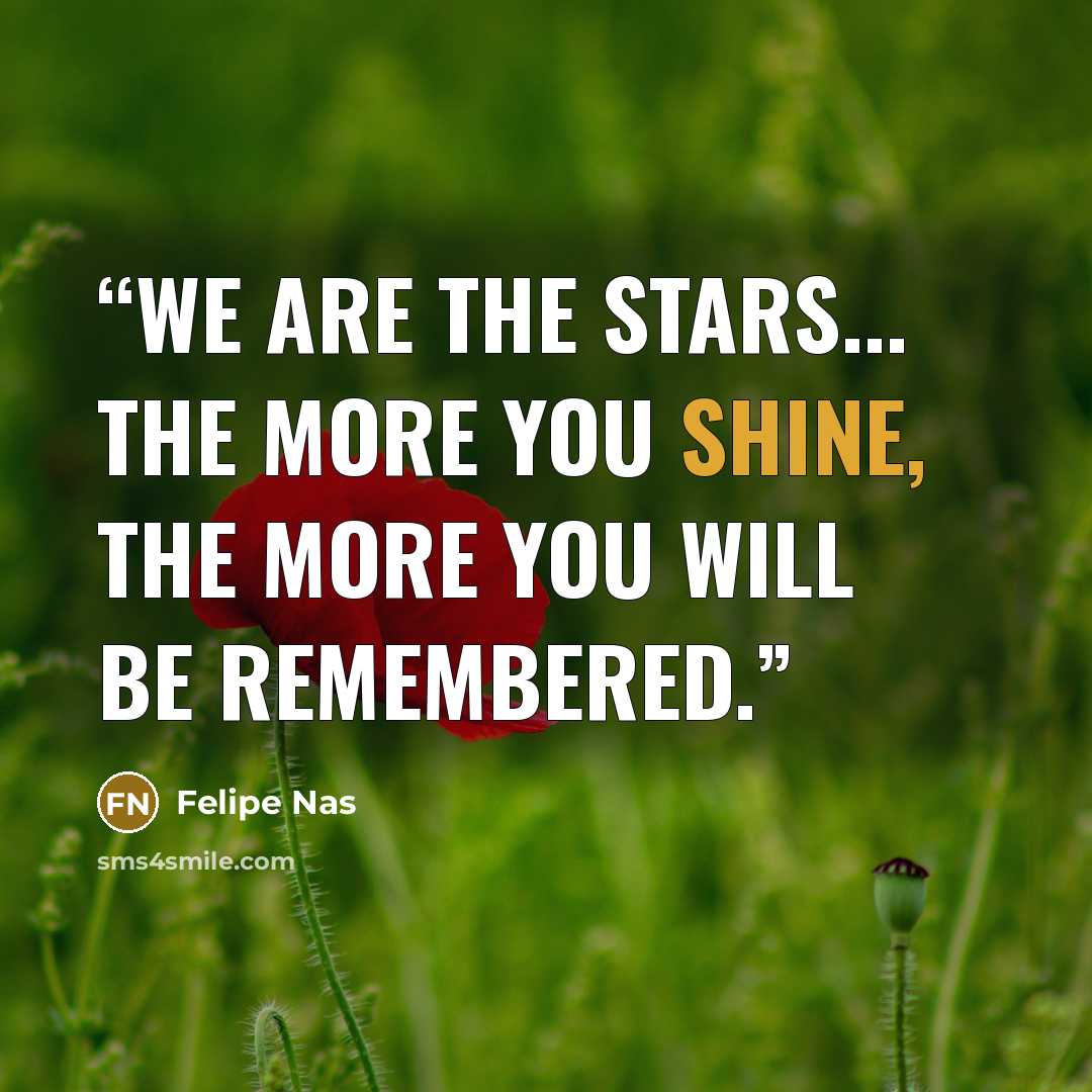 “We are the stars... The more you shine, the more you will be remembered.” quote by Felipe Nas