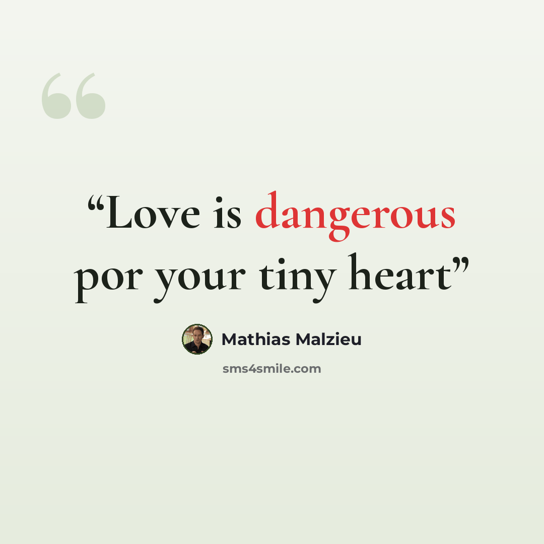 “Love is dangerous por your tiny heart” quote by Mathias Malzieu