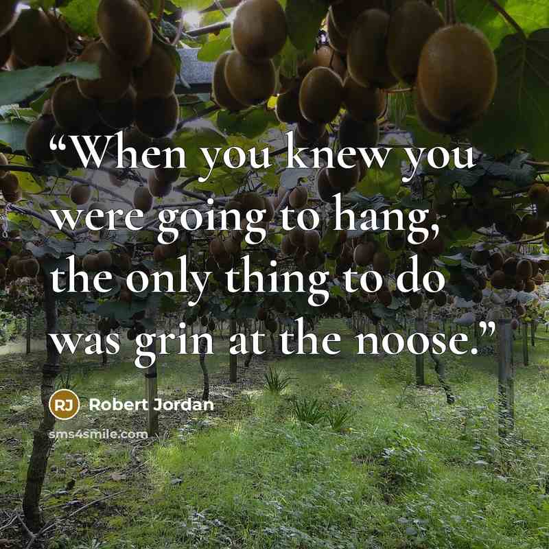 “When you knew you were going to hang, the only thing to do was grin at the noose.” quote by Robert Jordan