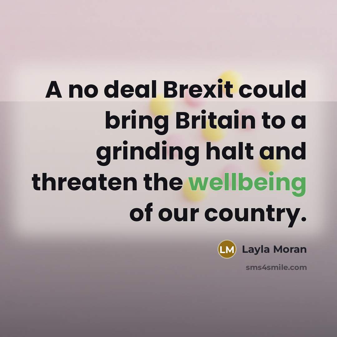 “A no deal Brexit could bring Britain to a grinding halt and threaten the wellbeing of our country.” quote by Layla Moran