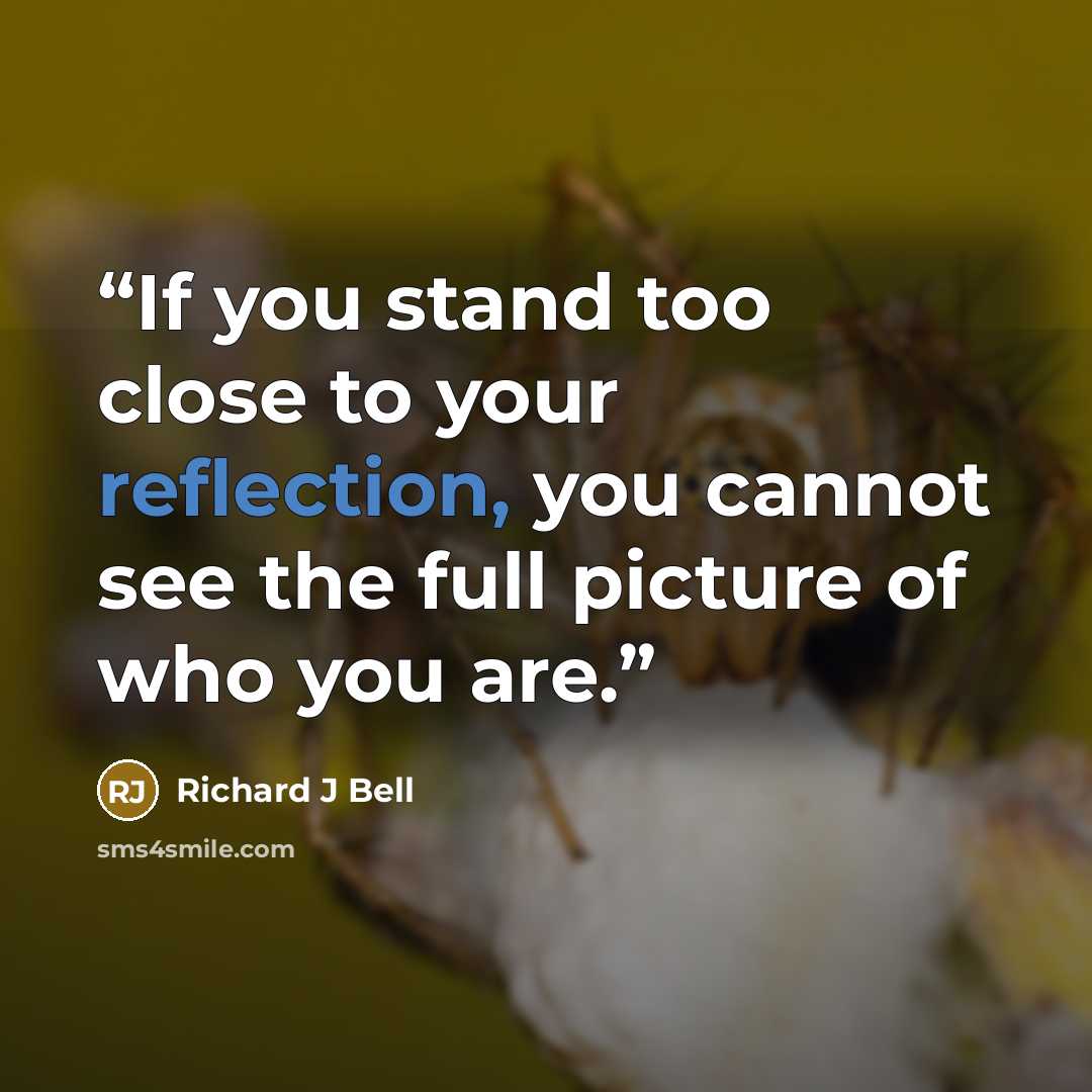 “If you stand too close to your reflection, you cannot see the full picture of who you are.” quote by Richard J Bell