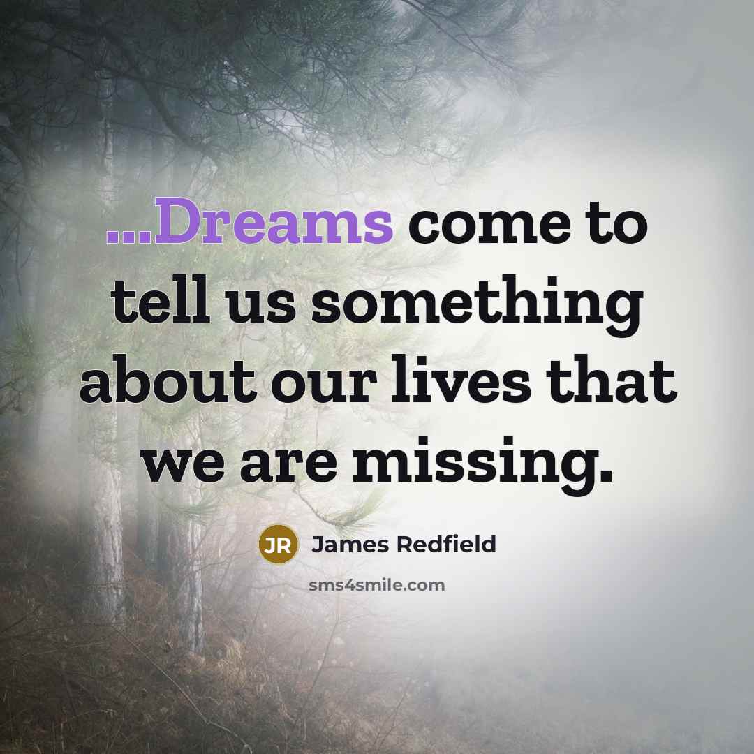 “...Dreams come to tell us something about our lives that we are missing.” quote by James Redfield