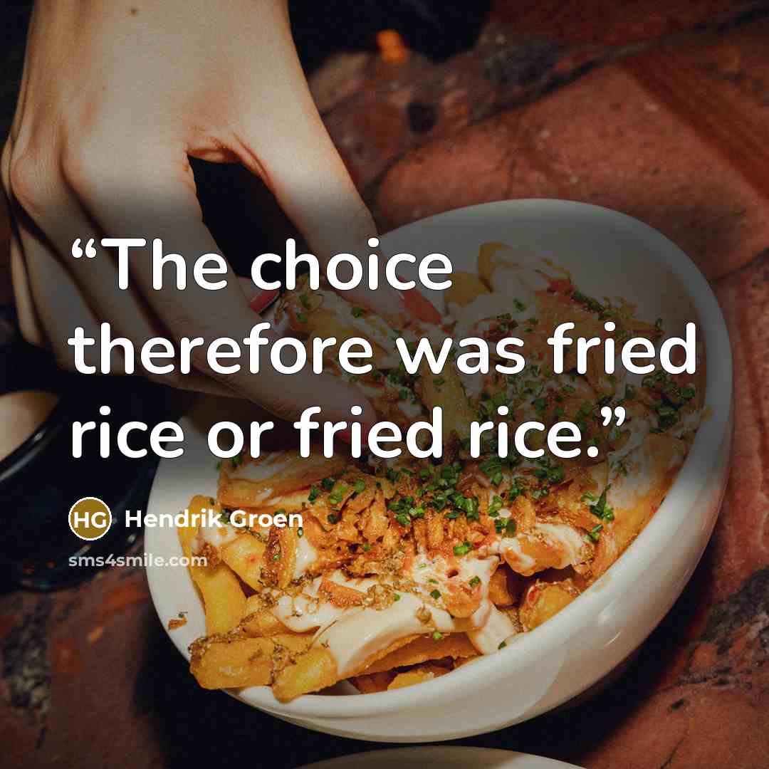 “The choice therefore was fried rice or fried rice.” quote by Hendrik Groen