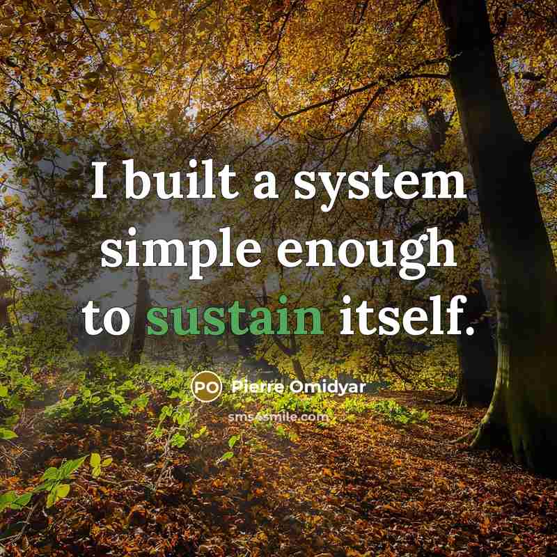 “I built a system simple enough to sustain itself.” quote by Pierre Omidyar