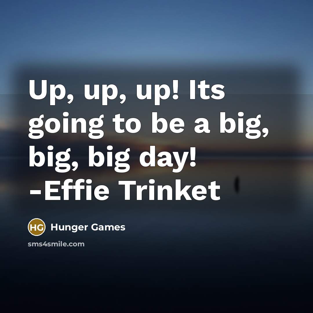 “Up, up, up! Its going to be a big, big, big day! -Effie Trinket” quote by Hunger Games