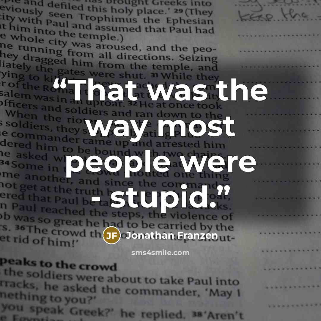 “That was the way most people were - stupid.” quote by Jonathan Franzen