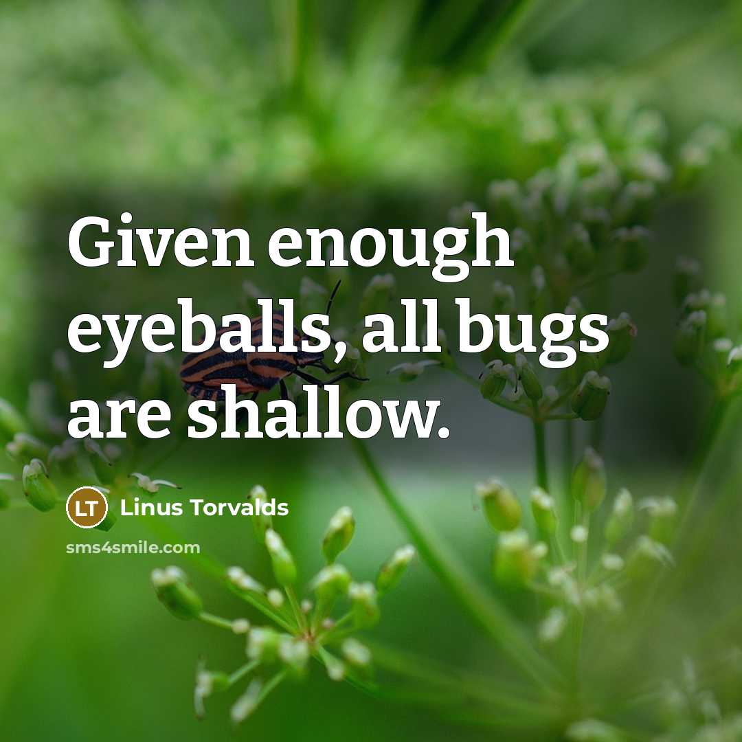 “Given enough eyeballs, all bugs are shallow.” quote by Linus Torvalds