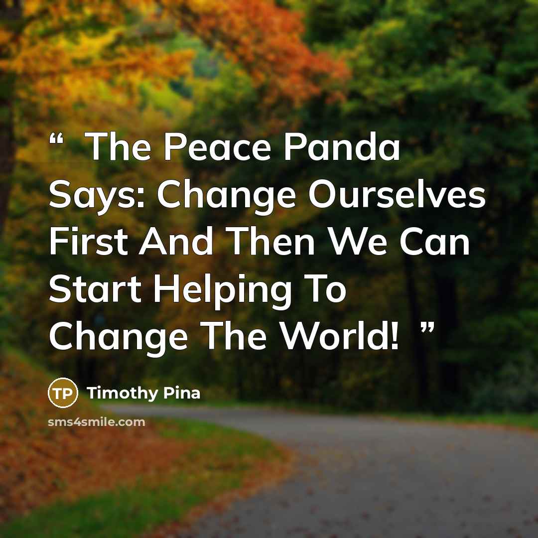 “❤The Peace Panda Says: Change Ourselves First And Then We Can Start Helping To Change The World!✌” quote by Timothy Pina