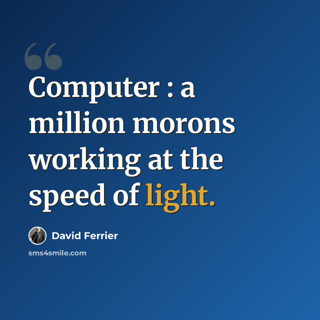 “Computer : a million morons working at the speed of light.” quote by David Ferrier