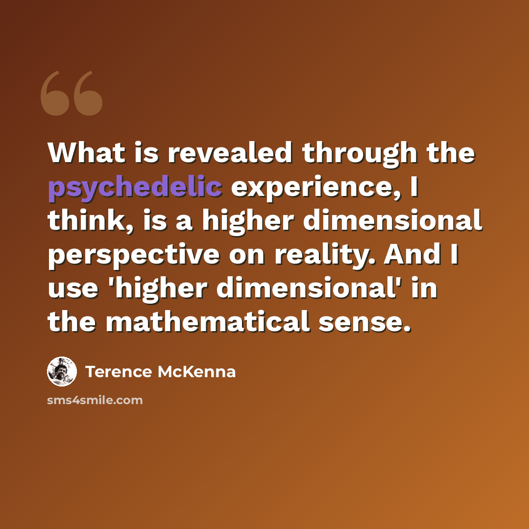 “What is revealed through the psychedelic experience, I think, is a higher dimensional perspective on reality. And I use 'higher dimensional' in the mathematical sense.” quote by Terence McKenna