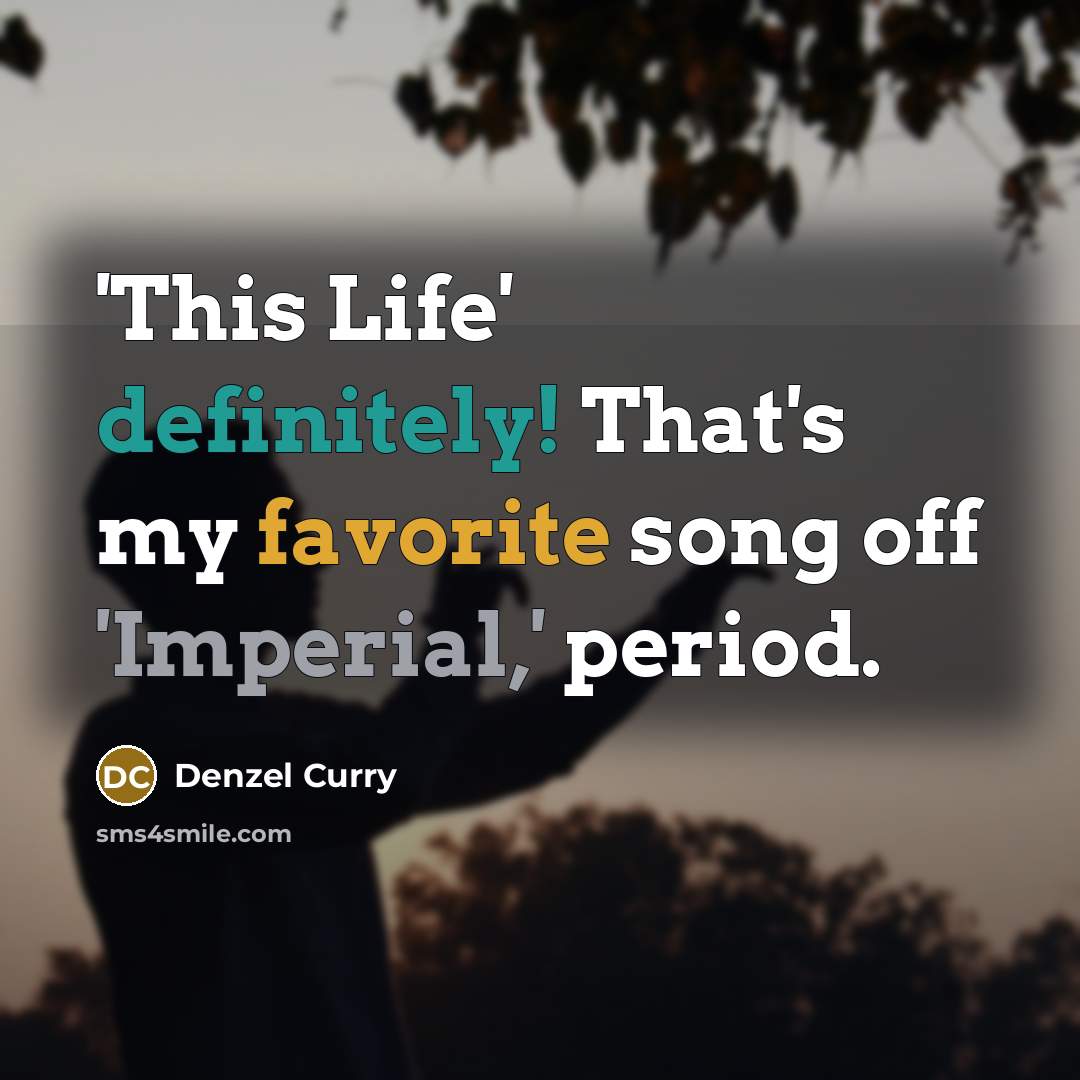 “'This Life' definitely! That's my favorite song off 'Imperial,' period.” quote by Denzel Curry