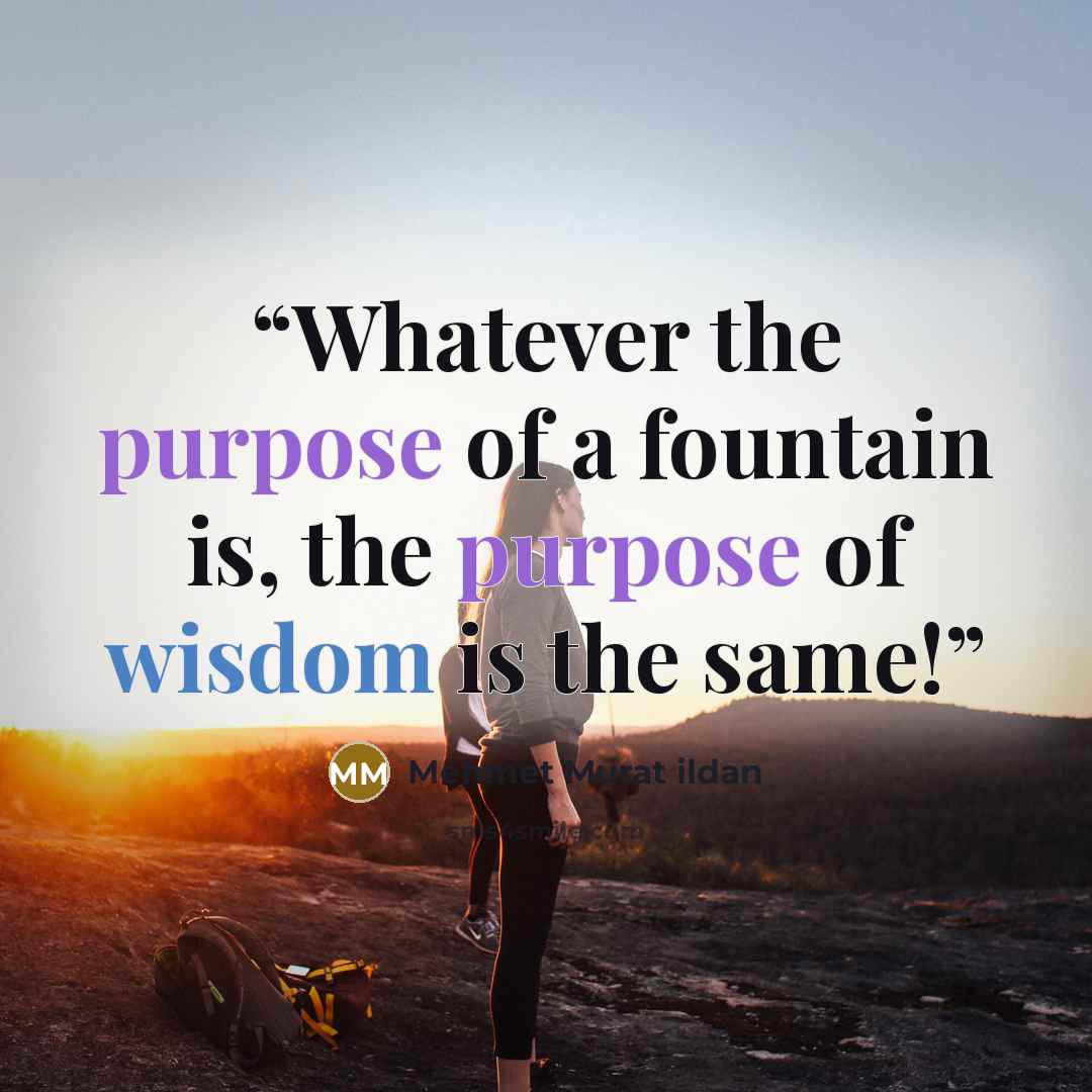 “Whatever the purpose of a fountain is, the purpose of wisdom is the same!” quote by Mehmet Murat ildan