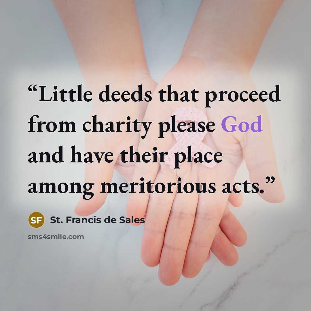 “Little deeds that proceed from charity please God and have their place among meritorious acts.” quote by St. Francis de Sales